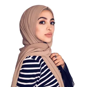 Lenço de chiffon para mulheres e meninas, malásia, cores sólidas, hijab