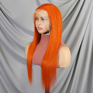 Perruques en cheveux humains à 200 % de densité, 10-30 pouces # Perruques Lace Front 350 Orange Lisses Comme des Baguettes 13x4 avec Dentelle Transparente – Perruque Cheveux Raides - Product Image 1