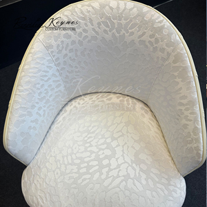 Keynes Modern Luxury Jacquard Fabric Accent Chair Cream White Upholstered Leisure Armchair with Gold Tipped Legs for Living Room - Product Image 4