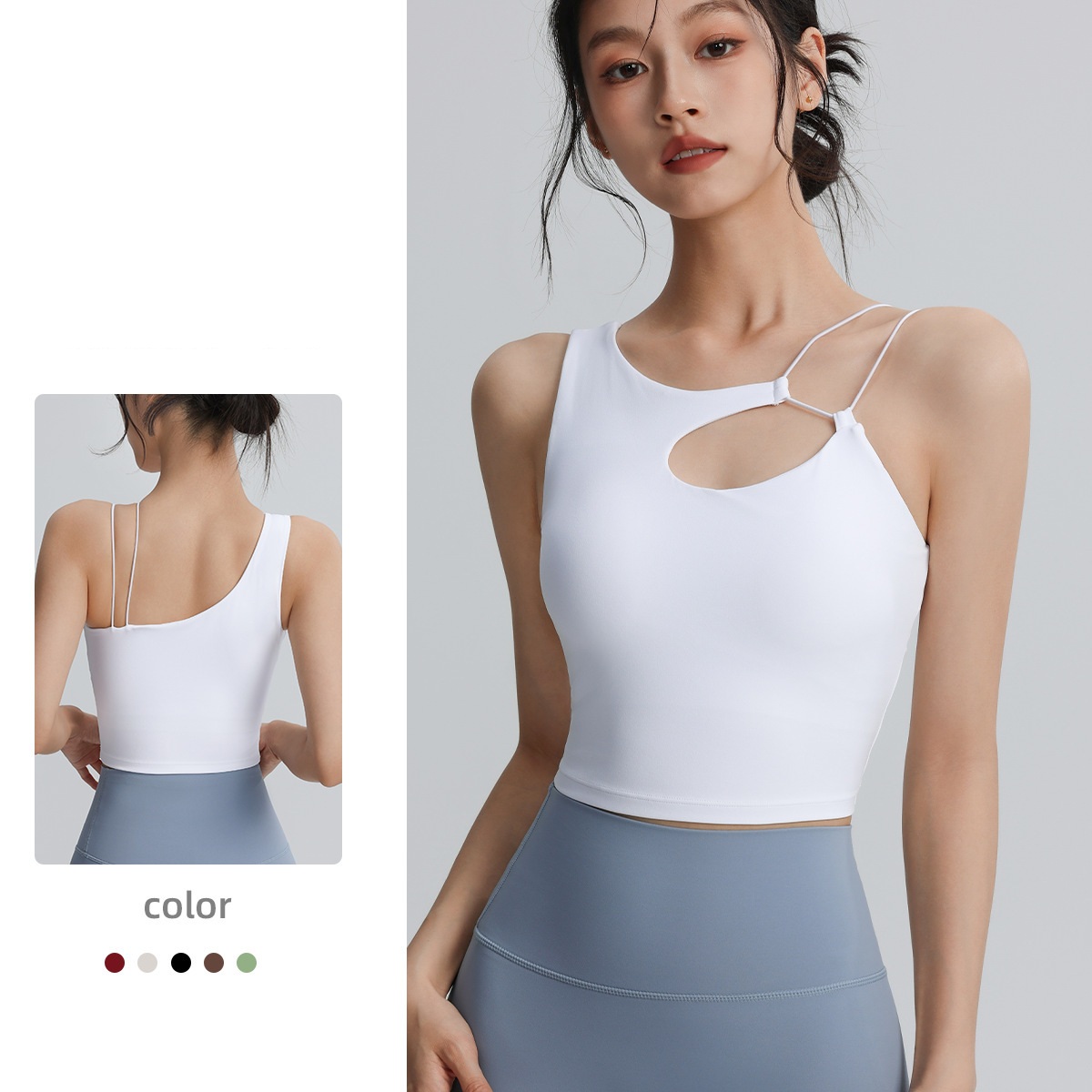Women's Lightweight Fashion-Designed Yoga Tank Top Breathable Fitness Sport Vest With Foam Cups For Pilates Running Exercise