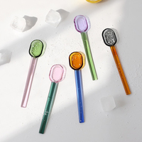 Cuillère à crème glacée en verre coloré personnalisée pour le thé Cuillère à remuer le café Cuillères à remuer en verre pour le café