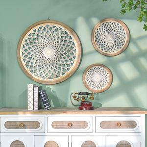 Décoration murale rustique en bois blanc vieilli, sculptée à la main, style ferme, pour salon, design éco-responsable, lot de 2 - Product Image 6