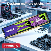 Módulo de Memoria RAM DDR4 para Ordenador de Escritorio PUSKILL, Diseño Negro y Rojo, Alto Rendimiento para Juegos, Actualización de Ordenador, 8GB 16GB 32GB 2666MHz 3200MHz