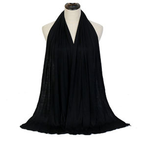 2025 Atacado de Alta Qualidade Mulheres Muçulmano Xaile Envoltório Planície Hijabs 60*170cm Premium Scarf Algodão Jersey <span class=keywords><strong>Hijab</strong></span> para As Mulheres - Product Image 2