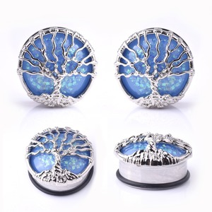 Utilisé dans les oreilles étirées, outils médicaux pour protège-<span class=keywords><strong>oreille</strong></span>, incrustation, 5 pièces, en acier médical, opale bleue, <span class=keywords><strong>arbre</strong></span> <span class=keywords><strong>de</strong></span> <span class=keywords><strong>vie</strong></span> - Product Image 2