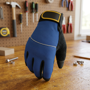 Guantes de Trabajo de Cuero Azul JNA GROUP con Puntas de Dedos Texturizadas, Muñequera Elástica, Antideslizantes, para Uso General, Grosor de 11 oz - Product Image 4