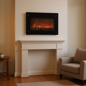 Cheminée électrique murale 1500W, effet de flamme réaliste, thermostat réglable, chauffage domestique - Product Image 2