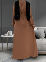 Vente en gros Robe islamique boutonnée à l'avant de couleur unie pour femmes Abaya musulmane pour femmes pour l'été et l'hiver de Dubaï Vêtements en gros