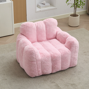 Canapé gonflable contemporain monoplace, emballé sous vide, avec revêtement en polaire, style nuage, fauteuil paresseux, faible volume d'expédition - Product Image 2