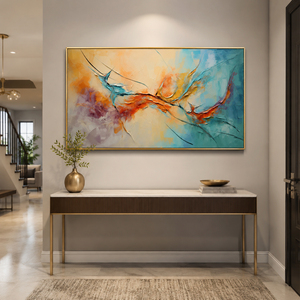 Handmade Currents of Color <b>Canvas</b> Textured Oil Painting House Interior Large Still Life Custom Paintings and Wall Arts Artwork - Product Image 1