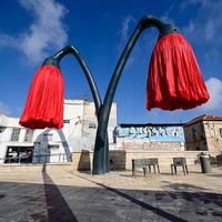 Réverbère mené géant interactif 3D de fleur de motif de rue intelligente de paysage