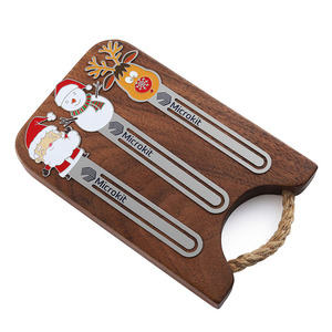 Marcapáginas de Metal Personalizado con Diseño Navideño de Papá Noel y Muñeco de Nieve, en Latón y Acero Inoxidable - Product Image 4