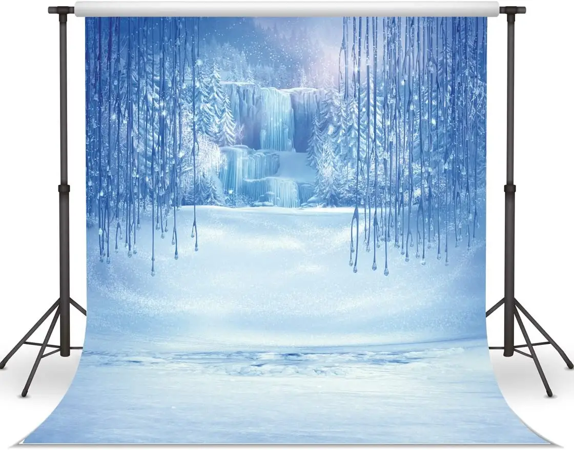 Winter Backdrop Ice and Snow White World Photography Backdrops Background Christmas Winter Frozen Snow Ice Crystal Pendant World