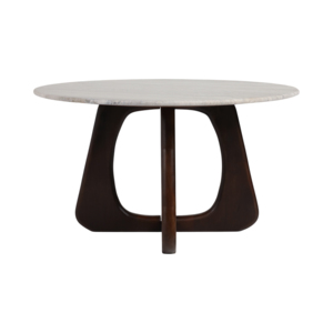 Tavolino da Caffè Rotondo con Piano in Marmo e Base in Legno Scultoreo per Arredamento Soggiorno - Product Image 4