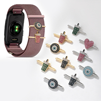 Bandjoy OEM Vente en gros Bracelets de montre décoratifs avec breloques cœur en diamant scintillant, bracelets de remplacement pour Garmin Cirqa