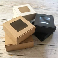 Kraft blanc noir fenêtre de faveur de mariage fête d'anniversaire boîtes cadeaux bonbons chocolat macaron biscuit