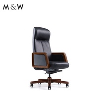 Fauteuil de bureau de direction ergonomique de luxe en cuir PU moderne et confortable M&W, pivotant et inclinable