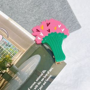 Acétate couleur contrastante sans couture fait à la main doux Triangle/géométrie femmes été nouvelle frange front petit côté pin - Product Image 3