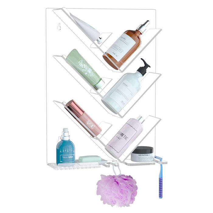 Универсальный акриловый держатель для душа, бутылочки для шампуня, полки для хранения, прозрачный антикоррозийный акриловый Органайзер для ванной комнаты, полка для стен