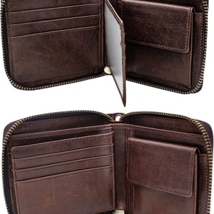 For Men's Vintage Chain <b>Wallet</b> Real Leather Zipper Bifold Short <b>RFID</b> Blocking Anti-Theft Coin Pocket Purse Travel - Product Image 5