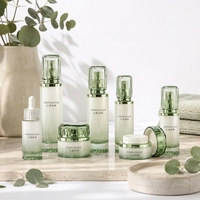 Bouteilles et pots en verre cylindriques transparents à bords côtelés, personnalisables, multicolores, pour emballages de soins de la peau, 30g, 50g, 30ml, 50ml, 100ml, 120ml