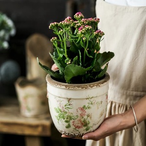 Pots <span class=keywords><strong>de</strong></span> fleurs en céramique rose rose vintage rétro français fleurs horticoles plantes vertes décorations hydroponiques - Product Image 2