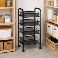 Chariots de cuisine à quatre couches, chariot de rangement mobile en métal pour les légumes, les collations et les aliments, supports de rangement sur pied