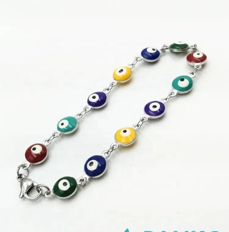Gold Plated Lucky Stainless steel Turkish style Blue Evil Eye Jewelry Necklace wholesale Custom eye color