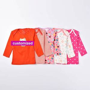 Lot de 5 t-shirts personnalisés multicolores confortables à manches longues pour garçons et filles, vêtements pour tout-petits, t-shirt en coton blanc pour bébé - Product Image 3