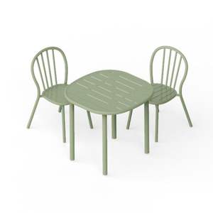 Muebles modernos para exteriores, mesa de comedor de metal y juego de sillas y mesas laterales apilables - Product Image 5