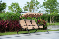 Nouveau design extérieur cour maison trois personnes ensembles balançoire chaise balançoire chaise en rotin 3 places patio balançoires