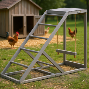 Centro de Actividades de Madera para Gallinas con Columpio, Perchas y Plataforma Escalera para Ejercicio en Gallinero - Product Image 2