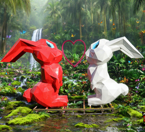 Stainless Steel Rabbit Sculpture Modern Luxury Art <b>Ornament</b> Custom Size All-Season <b>Garden</b> Outdoor Decor Polished Finish - Product Image 2