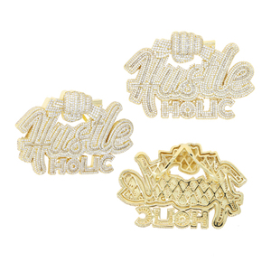 Collar con Colgante de Letras al por Mayor, Estilo Hustle <span class=keywords><strong>Holic</strong></span>, con Incrustaciones de Circonitas Cúbicas 5A, Joyería Hip Hop para Hombre - Product Image 4