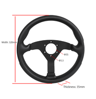 Volant de course universel à 6 trous de 320 mm, poignée en PU résistante à l'usure, rayons en aluminium mat pour le drift et la piste