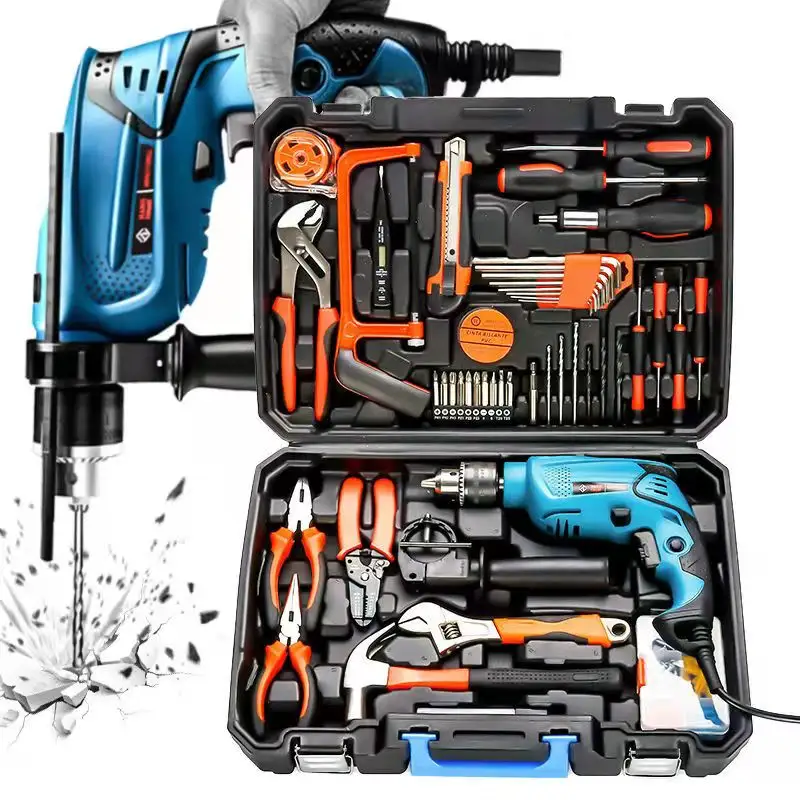 Hot selling blue household multi in one rotary hammer hand held electric hammer tool set