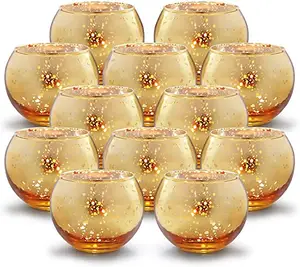 Castiçal metálico de 2 polegadas com suporte de velas, vela de vidro dourado, banho antigo, corpo e casamento, natal