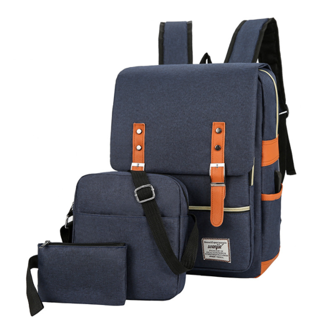 Новый рюкзак из трех предметов, вместительная простая деловая сумка для компьютера, дорожный рюкзак с USB-зарядкой