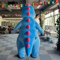Funtoys-Costume géant gonflable de mascotte Barney violette, dragon en peluche, dinosaure de dessin animé, personnage de film Cosplay pour adulte