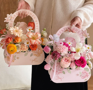 Scatola di Fiori per la Festa della Mamma con Stampa 'Best Wishes', Confezione per Bouquet di Garofani Rosa, Ideale per Compleanni e Regali - Product Image 5