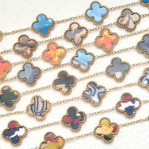 <span class=keywords><strong>Bracelet</strong></span> en acier inoxydable dégradé motif fleur de prunier et trèfle pour femme, bijou de luxe porte-bonheur, emballage coffret cadeau - Product Image 1