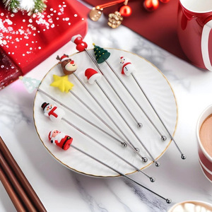 Cuchara Mezcladora Navideña de Acero Inoxidable 304, Diseño de Muñeco de Nieve, Varilla para Mezclar Té con Leche/Café, Herramienta para Agitar Bebidas en Bares de Cócteles - Product Image 1