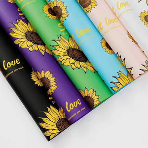 Luxury 58*58cm <strong>Sun</strong> Flower Pattern <strong>Printed</strong> Plastic Waterproof Flower Wrapping <strong>Paper</strong> for Florist Wrapper - Product Image 2