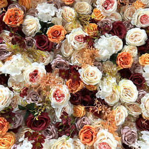 ดอกไม้ประดิษฐ์สำหรับตกแต่งผนังงานแต่งงานแบบม้วนผนังดอกไม้ประดิษฐ์สีชมพูส้มคุณภาพสูงผนังดอกไม้ทำจากผ้าไหม - Product Image 3