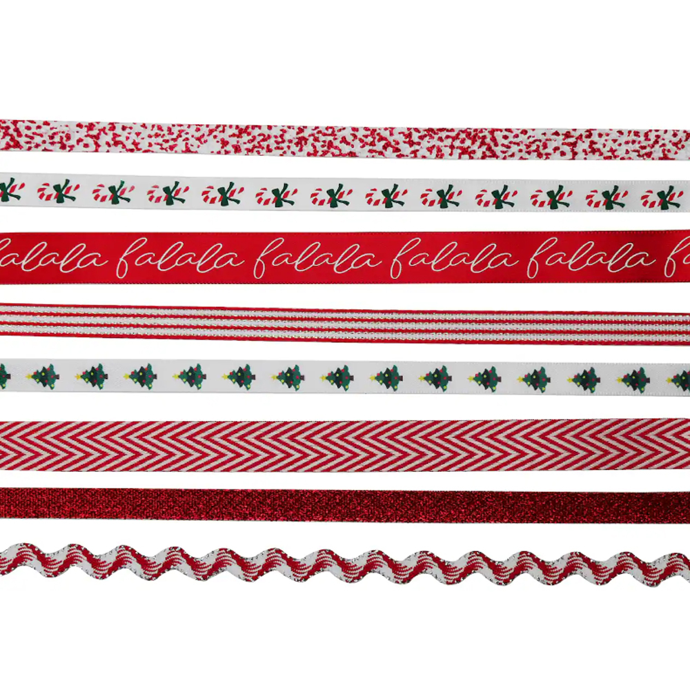 Custom Christmas Xmas Gift Glitter Ribbon with Printed logo Thermal Transfer Polyester Satin Ribbon Bow Roll Satin Lanyards Image 3