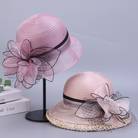 Topi Matahari Wanita Jaring Tipis 100% Katun Gaya Nelayan Pinggiran Lebar Musim Panas Desain Eropa Amerika Pola Solid 48-50cm Lingkar Kepala Sutra