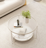 Petite table basse ronde en verre trempé personnalisée avec pied en métal pour le salon