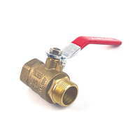 Robinet à bille fileté en laiton DN20 3/4 PN30 avec poignée rouge pour l'eau, l'huile et le gaz