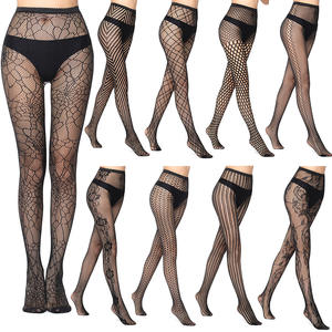 Collants résille sexy en nylon pour femme, à motifs floraux, cœurs et têtes de mort, effet push-up, coupe ajustée, style Y2K, pour soirée, club, gothique - Product Image 2