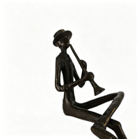 Sculpture de trombone en fonte élégante, abstraite, représentant un musicien, ornement souvenir, décoration artisanale pour la maison, le bureau et le bureau d'ordinateur